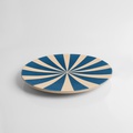 Platter with blue and beige stripes