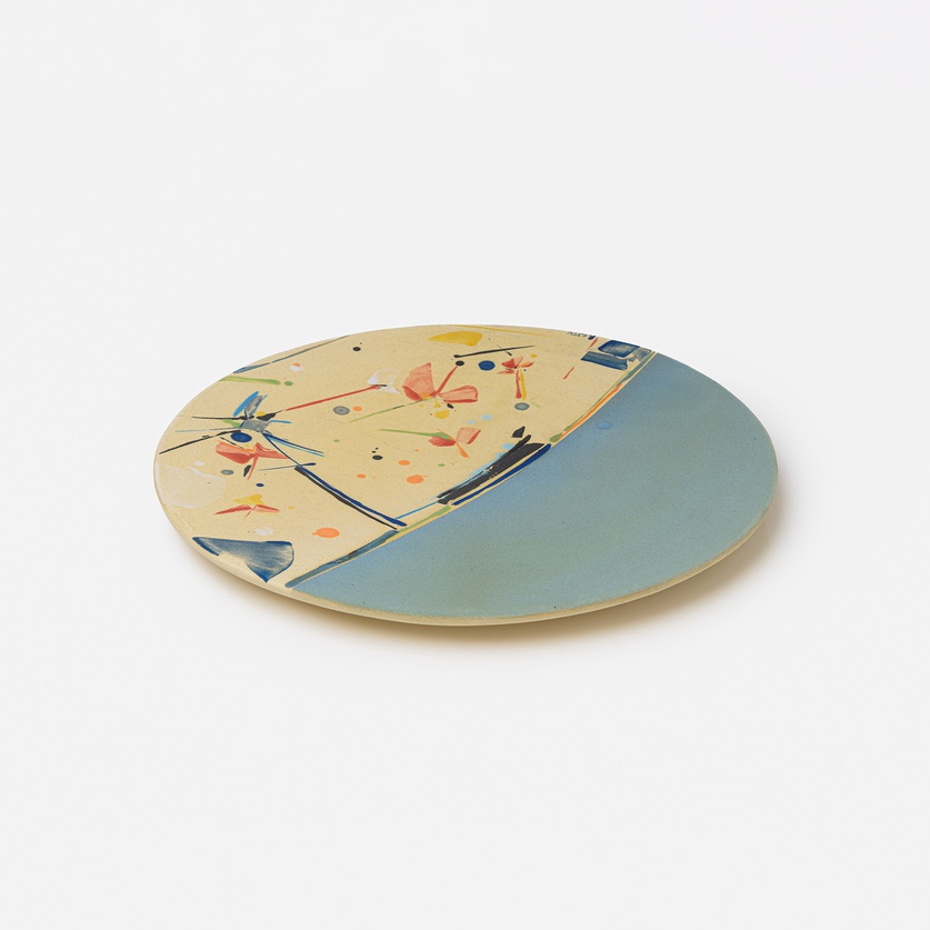 Round ceramic platter with painting