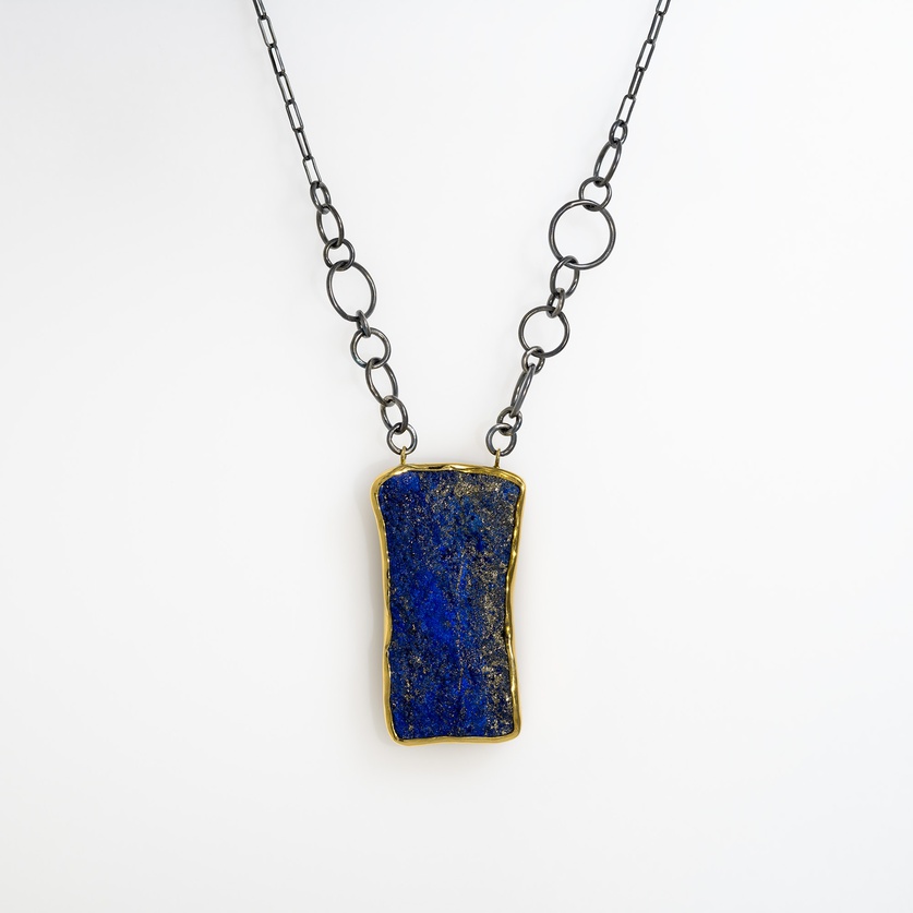 Εκπληκτικό κολιέ σε ασήμι & χρυσό με lapis lazuli