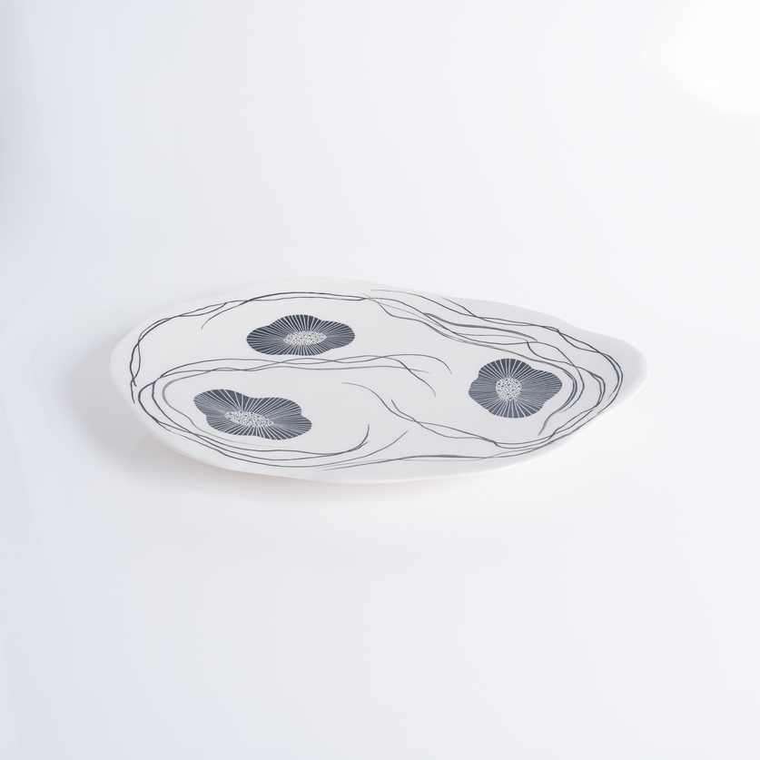 Modern platter with anemones