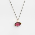 Minimal silver & gold pendant with ruby doublet stone