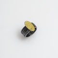 Modern oxidized silver ring with gold and diamond