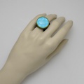 Imposing silver & gold ring with faceted quartz-turquoise doublet stone