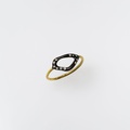 Sleek gold ring with oxidized silver and diamonds