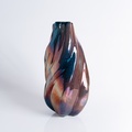 Captivating iridescent vase with striking curvature