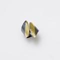 Silver ring in modern style with gold inlay and a small diamond