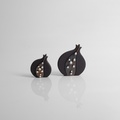 Flat black pomegranate with white beads (small size)