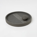 Modern round ceramic platter with rim
