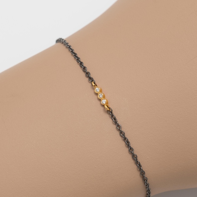 Bracelet in silver and gold with diamonds