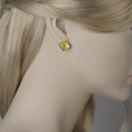 Τετράγωνα σκουλαρίκια σε ασήμι, χρυσό και ρουμπίνια
