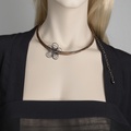 Modern design silver necklace with pearls & hematite