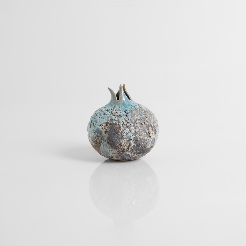 Textured ceramic pomegranate (turquoise, gray)