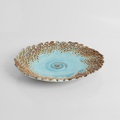 Turquoise perforated ceramic platter