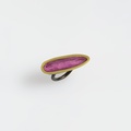 Silver ring with gold-encircled ruby doublet stone