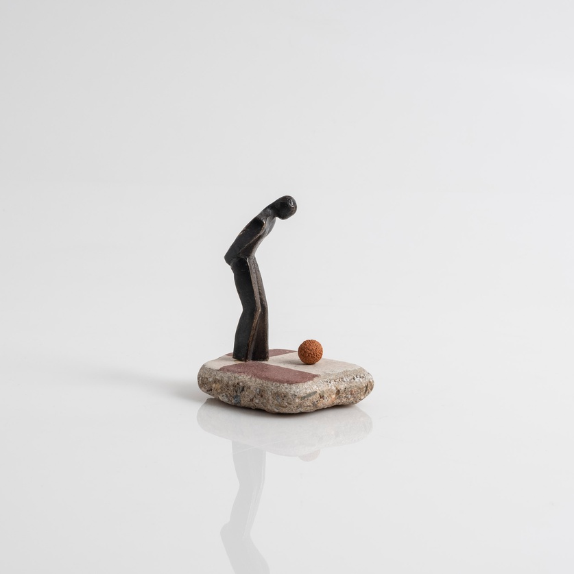 "Human Figure With Ball" Miniature Sculpture