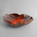 Red ceramic leaf-shaped platter