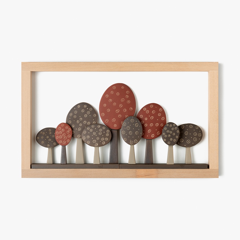 Wall piece with ceramic trees