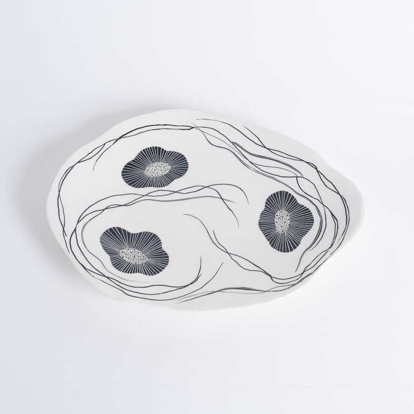 Modern platter with anemones
