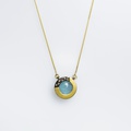 Circular pendant in silver and gold with aquamarine and diamonds