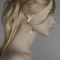 Wavy silver earrings with 22K gold inlay
