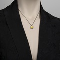 Distinctive silver & gold necklace with pearl (small)