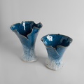 Blue "wavy" ceramic vase (small)