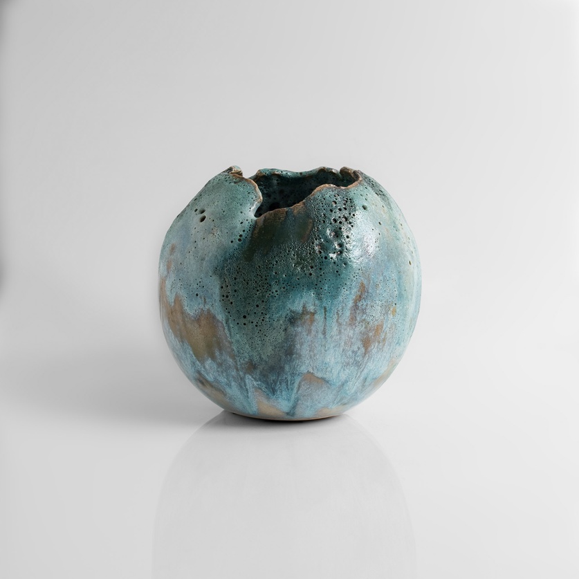 Striking Ceramic Teal-Green Form