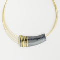Impressive silver necklace with gold inlay