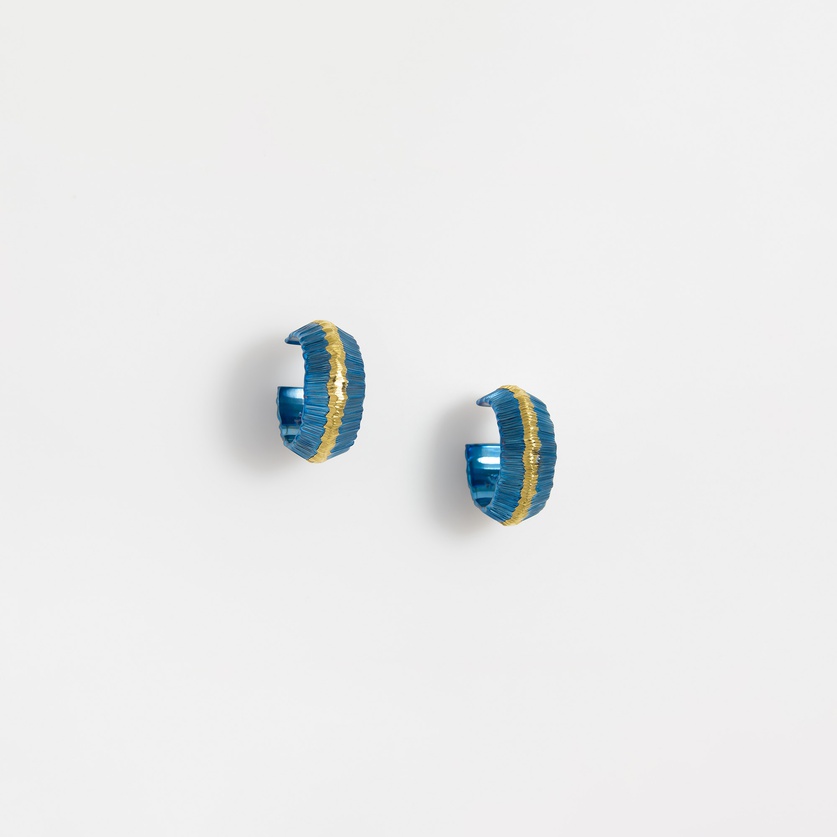 Stud titanium earrings with strip of gold